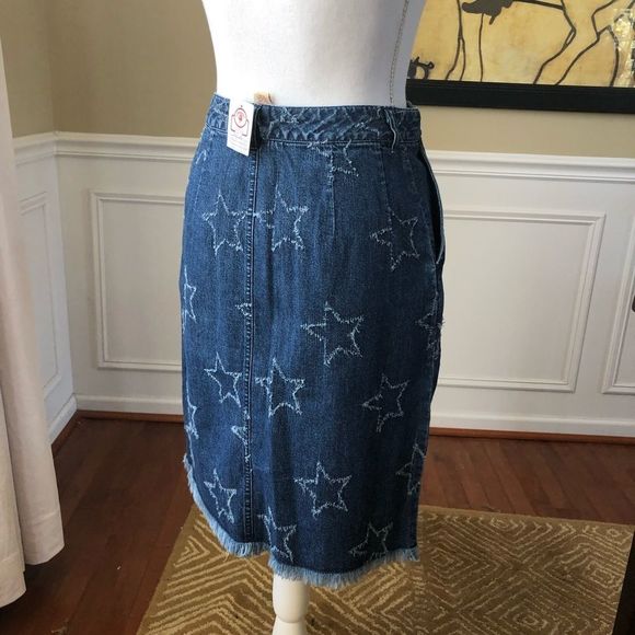 Jean Skirt STARS Frayed Hem Telluride Co NWT 4 - Picture 8 of 8
